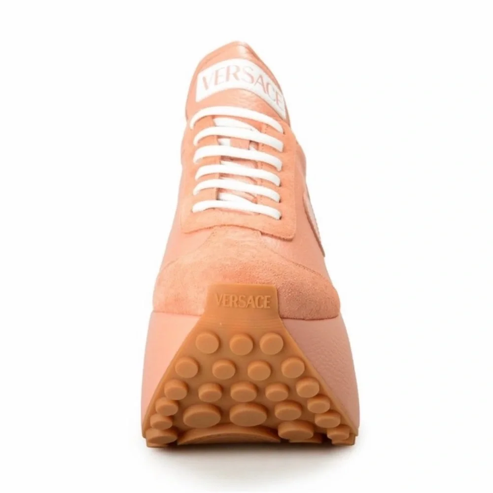 Versace 80mm Triplatform platform leather & suede sneakers NEW (AUTHENTIC) - Picture 15 of 16